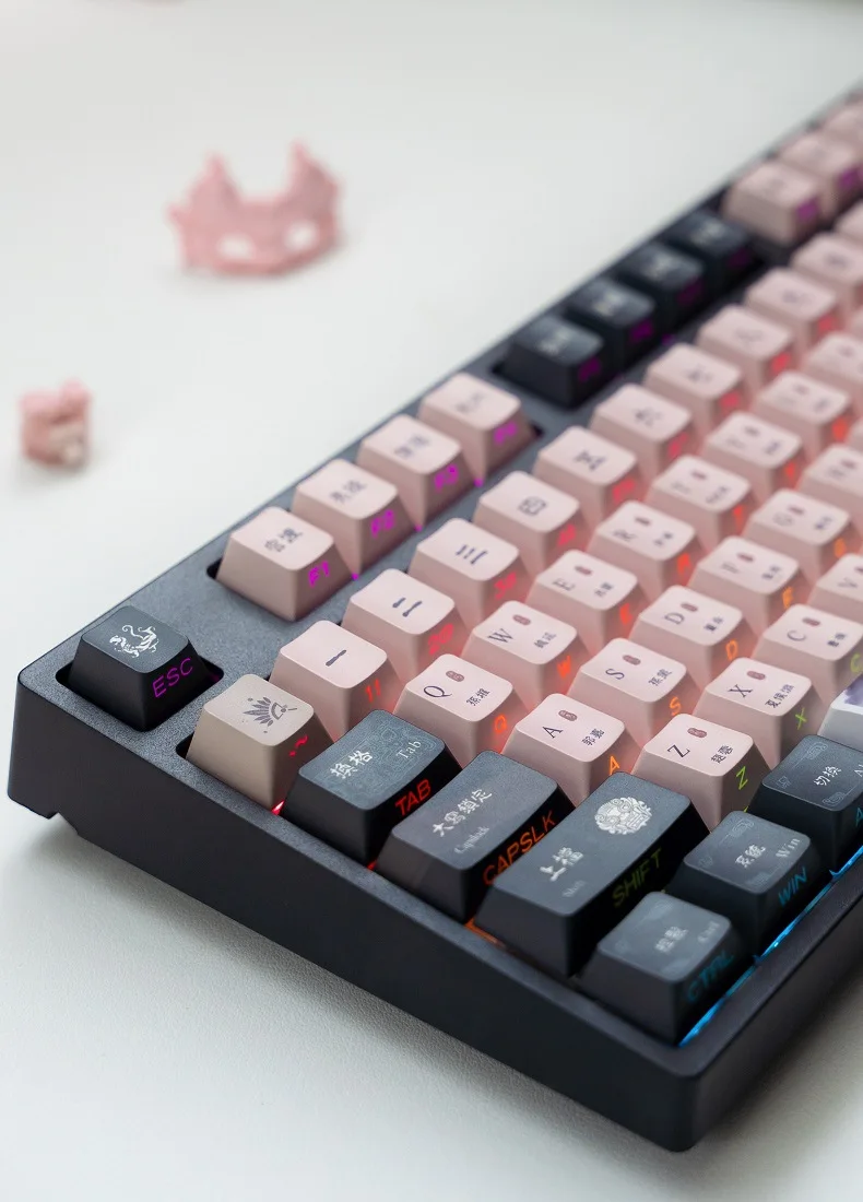 

Three Kingdoms 128 keycap side engraving luminous five-sided hot sublimation small full set of PBT original factory