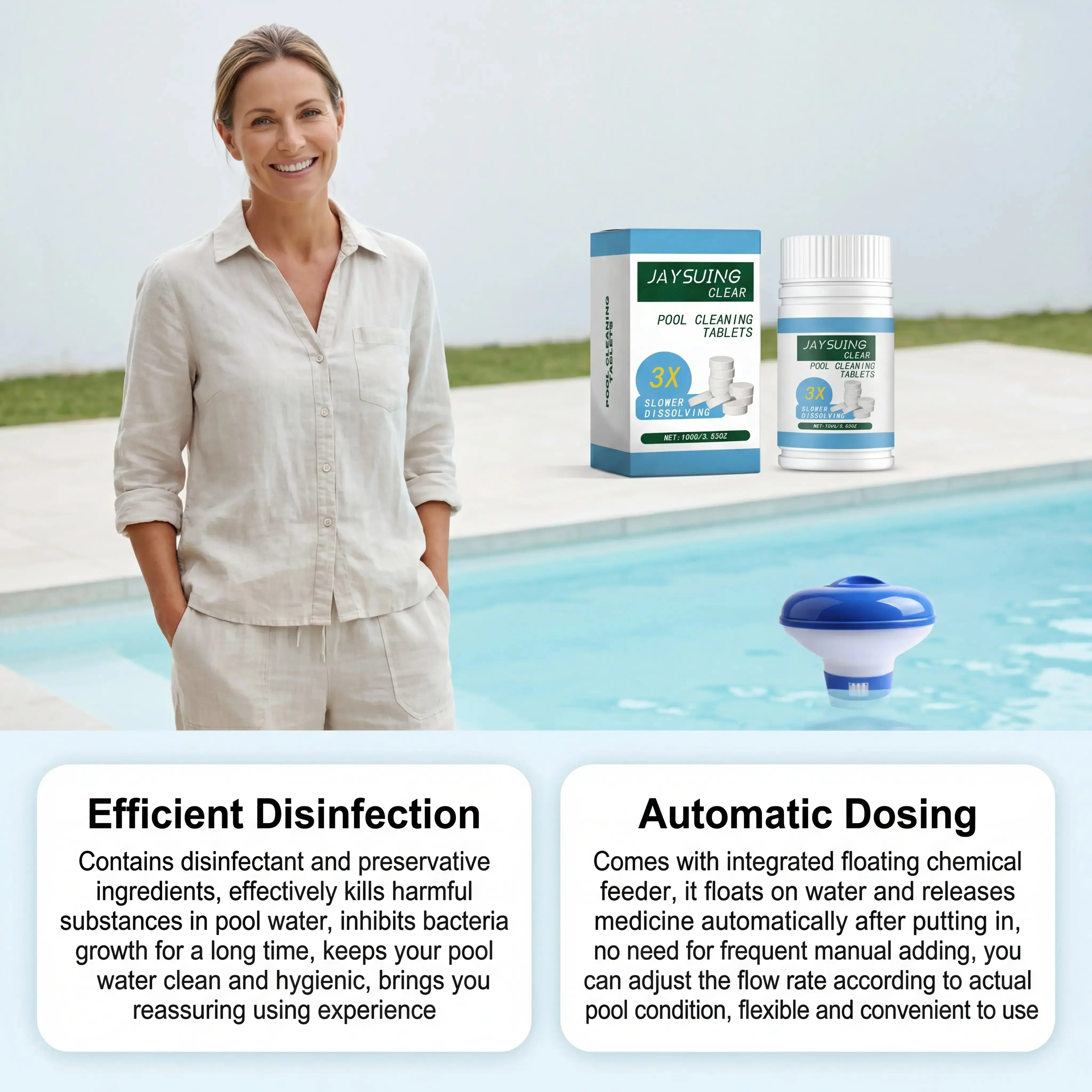 Schwimmende Behälter für Schwimmbadreinigung, schwimmender Chlormittelspender, Sterilisator, Brausetabletten-Spender – Detail 4