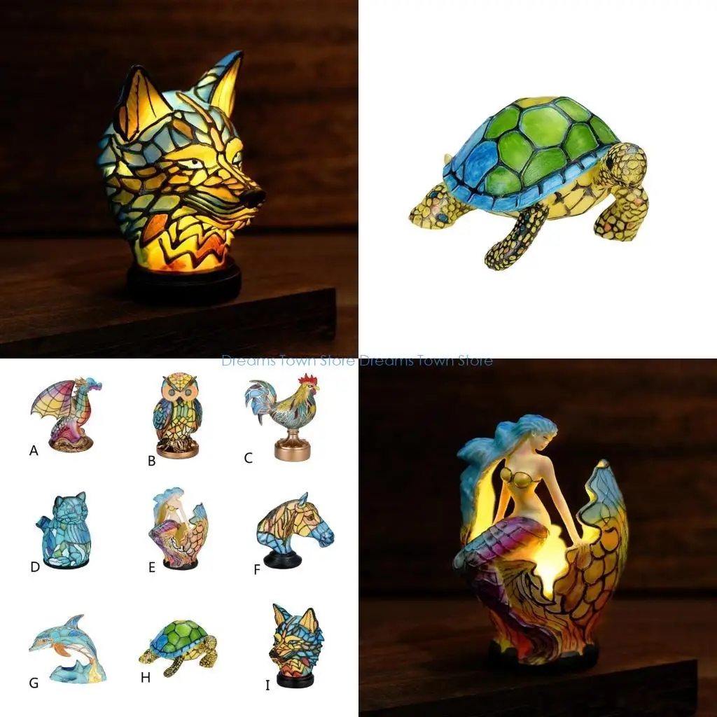 HX6A Artistic Stained Glass Bedside Light for Enhancing Room Decor