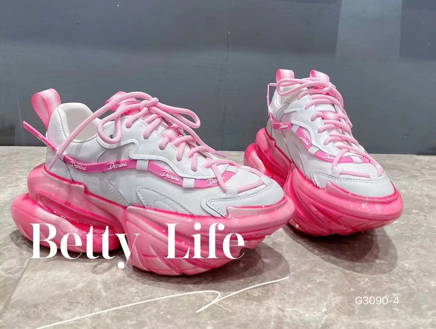 Women Chunky Shoes Casual Fashion Pink Black Sneakers High Platforms 7cm High Heels Spring Autumn Luxury Designer Brand Casual