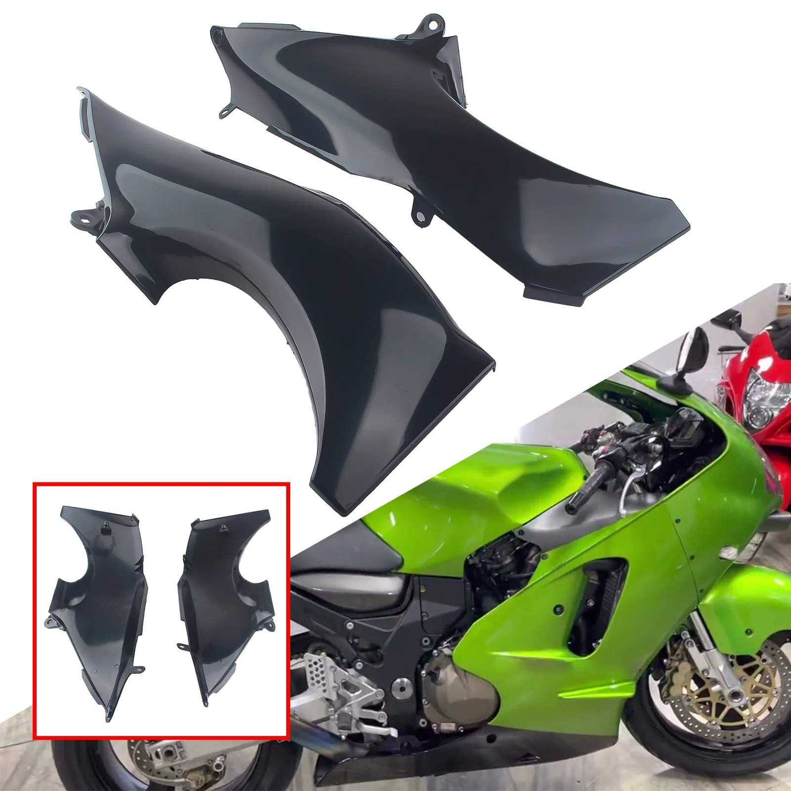 Motorcycl Gas Fuel Tank Side Trim Cover Panel Fairing Cowling For Kawasaki Ninja ZX-12R 2000-2001