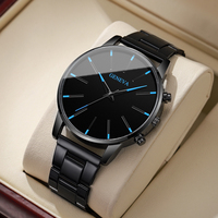 Fashion Men Black Quartz Watch Luxury Men Business Watches Casual Clock Reloj Hombre（Without Box）