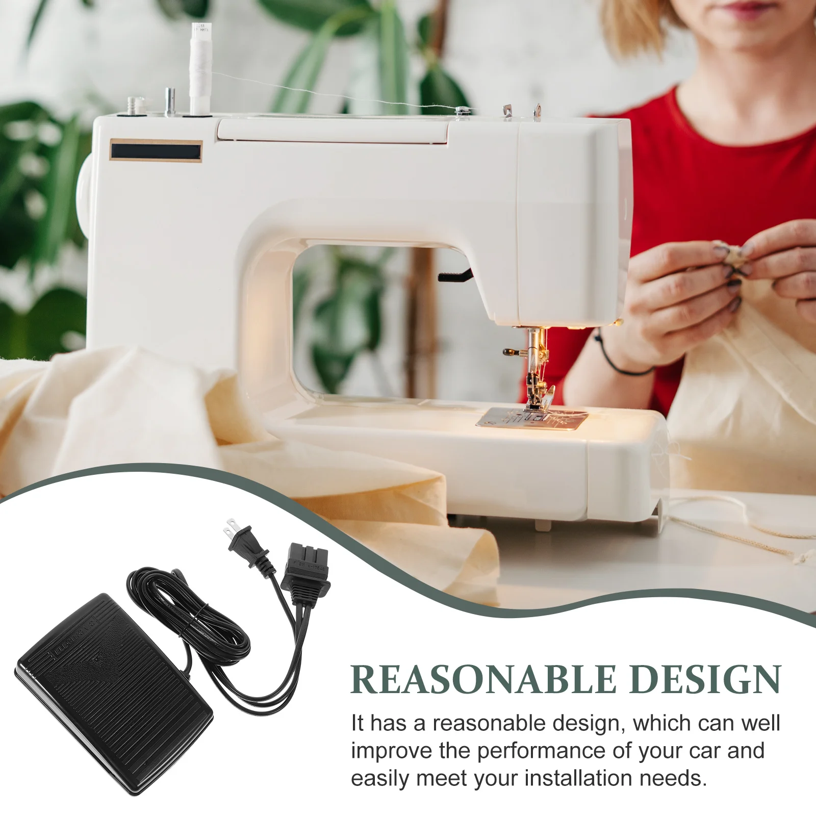 

Sewing Machine Foot Pedal Replacement High Grade Copper Core Sturdy Abs Skid Resistant Base For J00360051 Us Plug Sewing