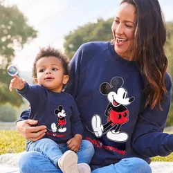 Miniso Classic Cartoon Standing Mickey Mouse Sweatshirt Vintage Disney Pullover Adult/KID Boy Girl KID Clothing Gift Souvenir