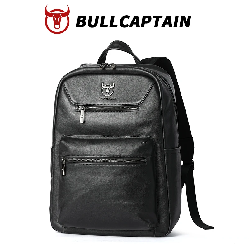 Mochila BULLCAPTAIN para hombre, maletín de cuero genuino, maletín informal para oficina, viaje, portátil, oficina, negocios, deportes, mochila de hombro