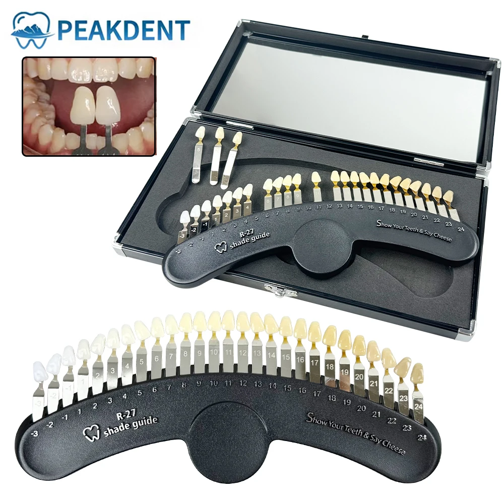 

27 Colors 3D Shade Guide Tooth Shade Chart Board Color Comparator Teeth Whitening Set Bleaching Dental Plate