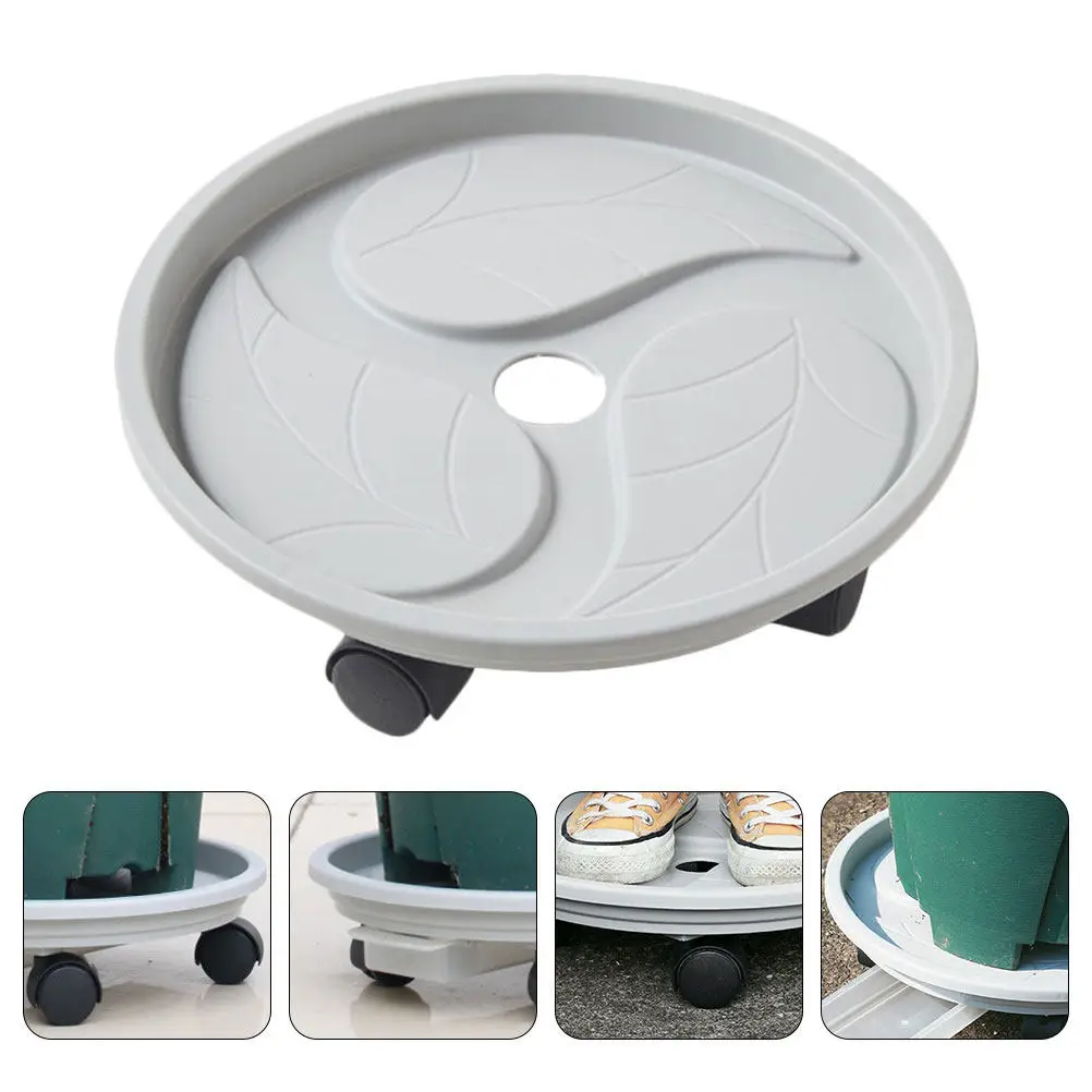 

Heavy Duty Plastic Tray Round Flower Pot Base with Universal Wheels Water Storage Movable Plant Stand for Home Garden
