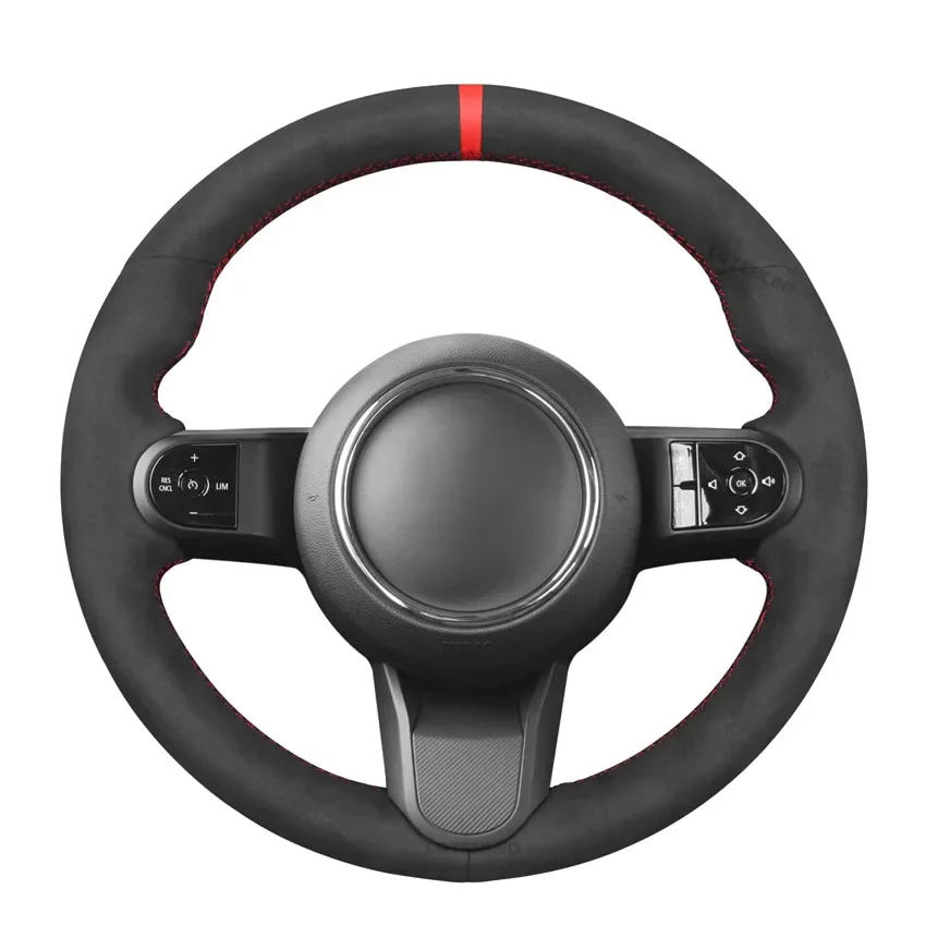 Black Faux Suede Car Steering Wheel Cover for Mini Cooper Cabrio Clubman Countryman Convertible Hatchback One 2021-2023