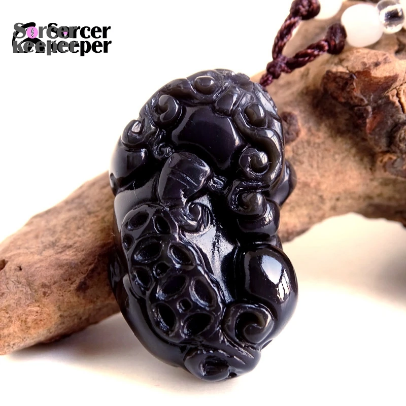 Real Natural Rainbow Obsidian Carved Brave Troops Amulet Lucky Pendant Necklace Fashion Animal Crystal Jewelry Beads PS447