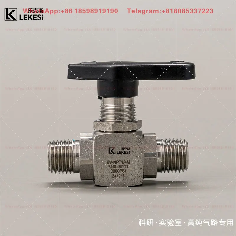 316L Stainless Steel B-V Series Male & External Thread Ball Valve, Ear Shaft Straight Through (NPT/PT)
