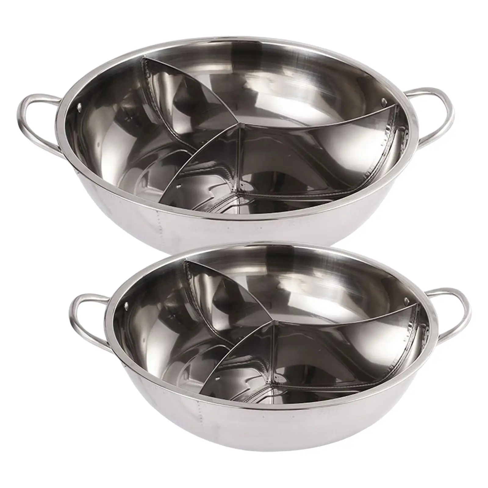 Chafing Dishes Stainless Steel Hot Pot Cookware with Handle Divider Three Sections for Restaurant Indoor Use