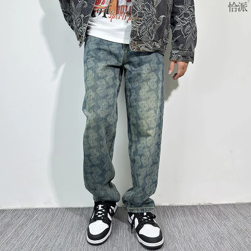 

2025 New Style Spring Men's Jeans Loose Fit Straight Leg Versatile Casual Pants Wear Resistant New Arrival Hong Kong Style