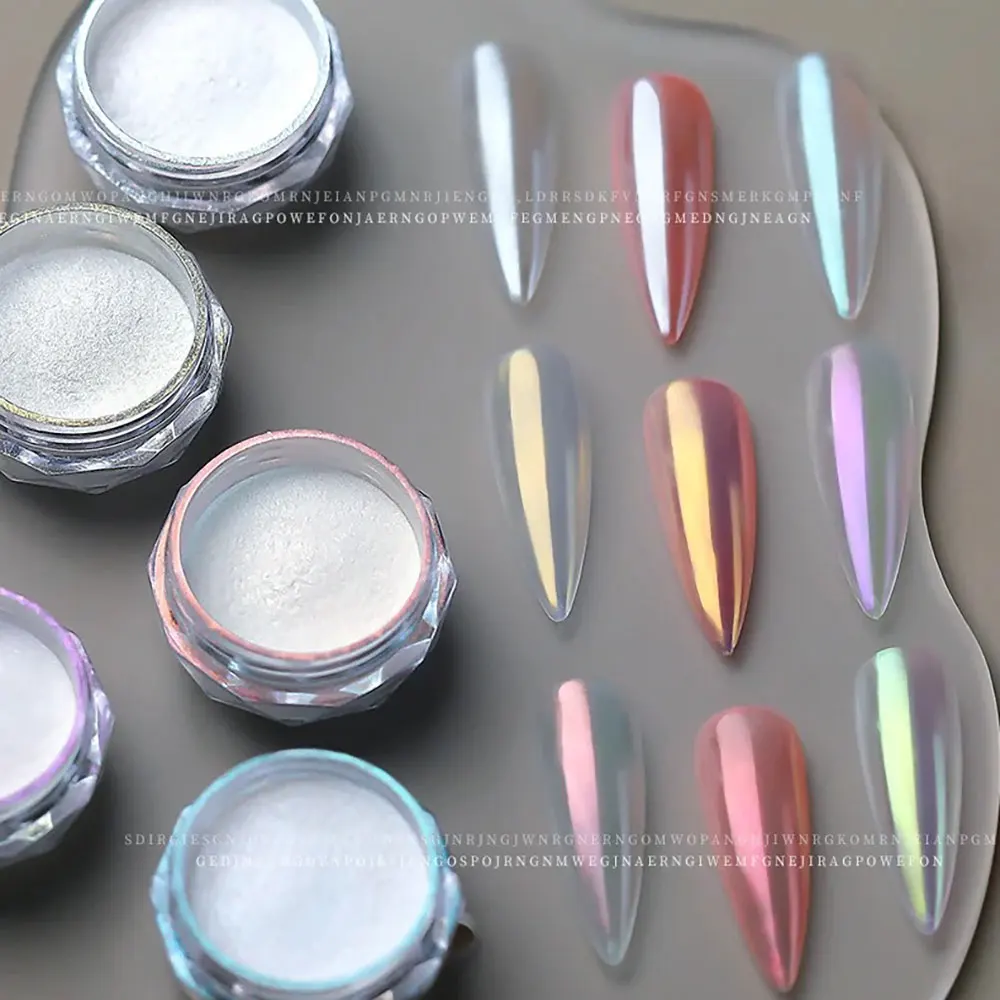 12 สี t สีรุ้ง Aurora Pearl Chrome ผงเล็บ METALLIC Mirror Glitter Effect เล็บสีเจลตกแต่งเล็บ