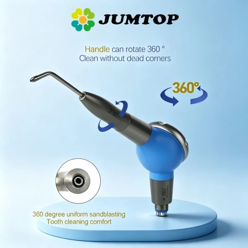 JUMTOP Dental Air Polisher Full Titanium Body Teeth Cleaning Handpiece Teeth Stain Removal Polishing Tool