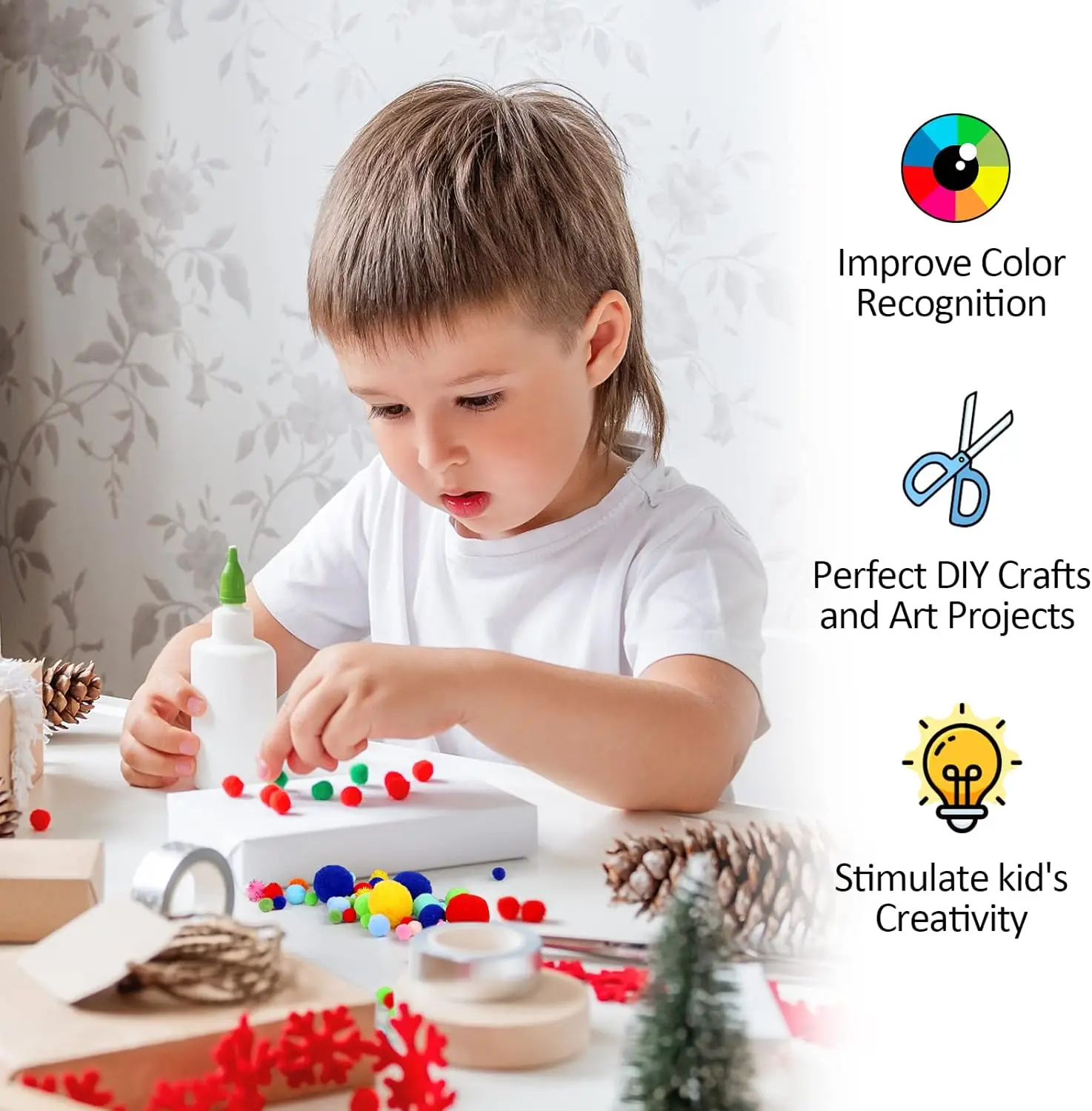 قطع بوم بومس، متعددة الألوان من بوم بومس للفنون والحرف اليدوية، كرات بوم بومس الناعمة والرقيقة، مقاسات متنوعة، للفنون والحرف اليدوية #5