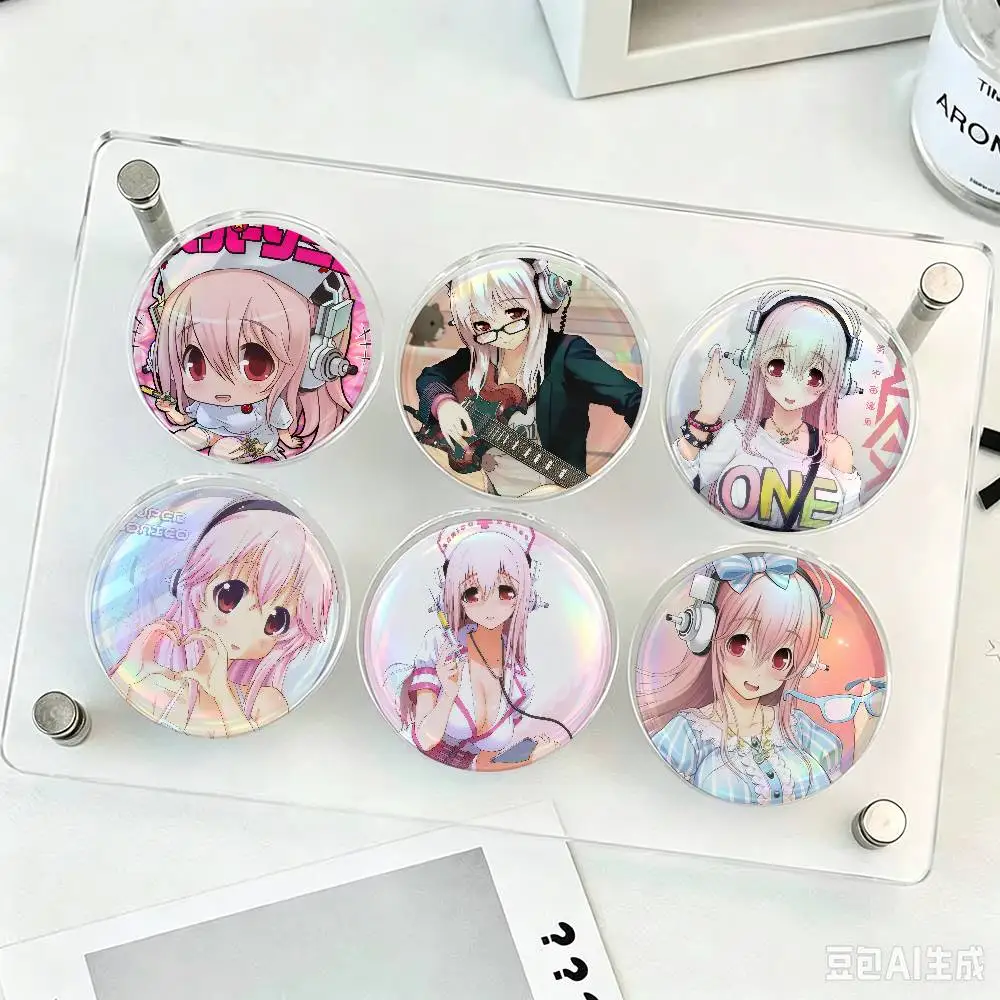 Cartoon S-Super S-Sonico Fun    Soft Button Pin Funny Silly Gnarpy On A Skateboard Meme Badge Gamer Collection Gifts