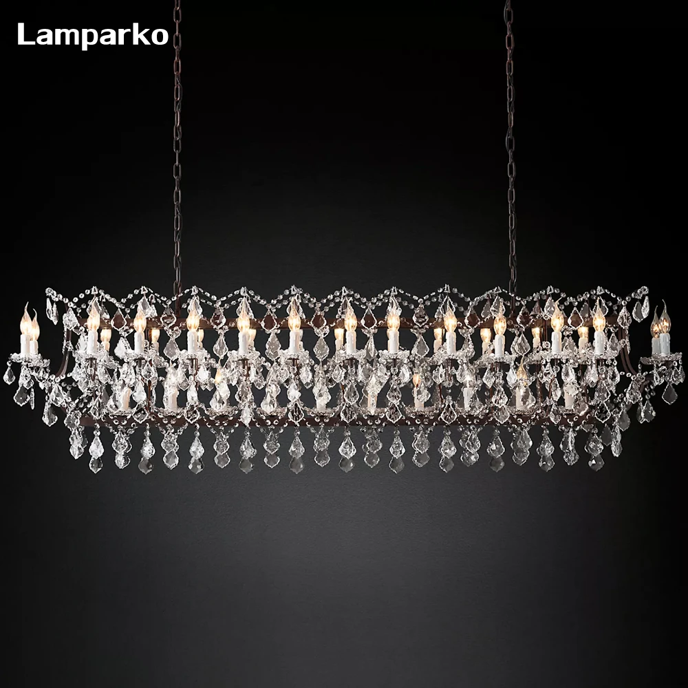 

Traditional Crystal Chandelier for Dining Room Rococo Rustic Black Candelabra Chandelier Lighting Retro Clear Crystal LED Lustre