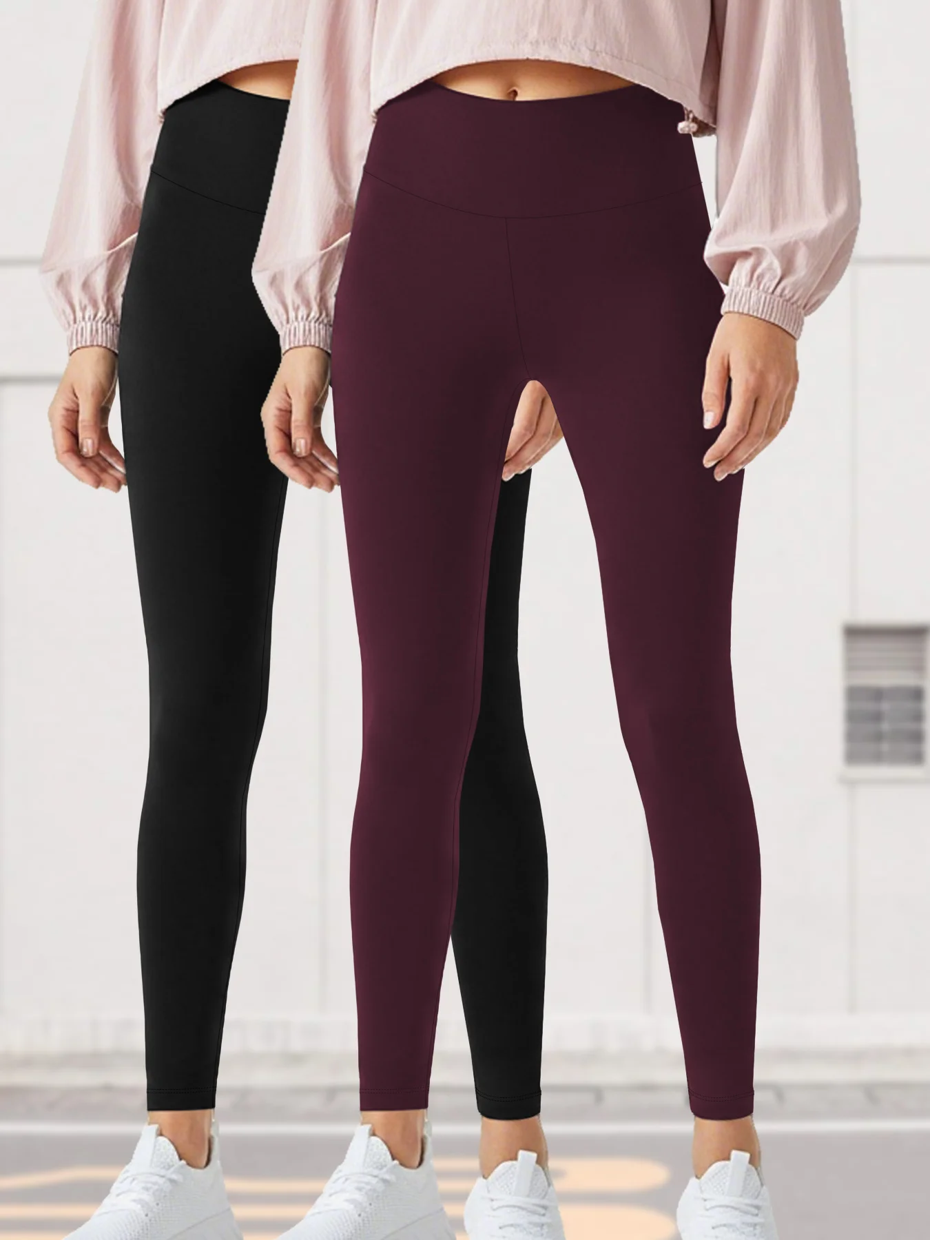 Confezione da 2 leggings da donna super morbidi a vita alta con controllo della pancia, perfetti per l'allenamento, la yoga, la corsa e l'abbigliamento da salotto ﻿