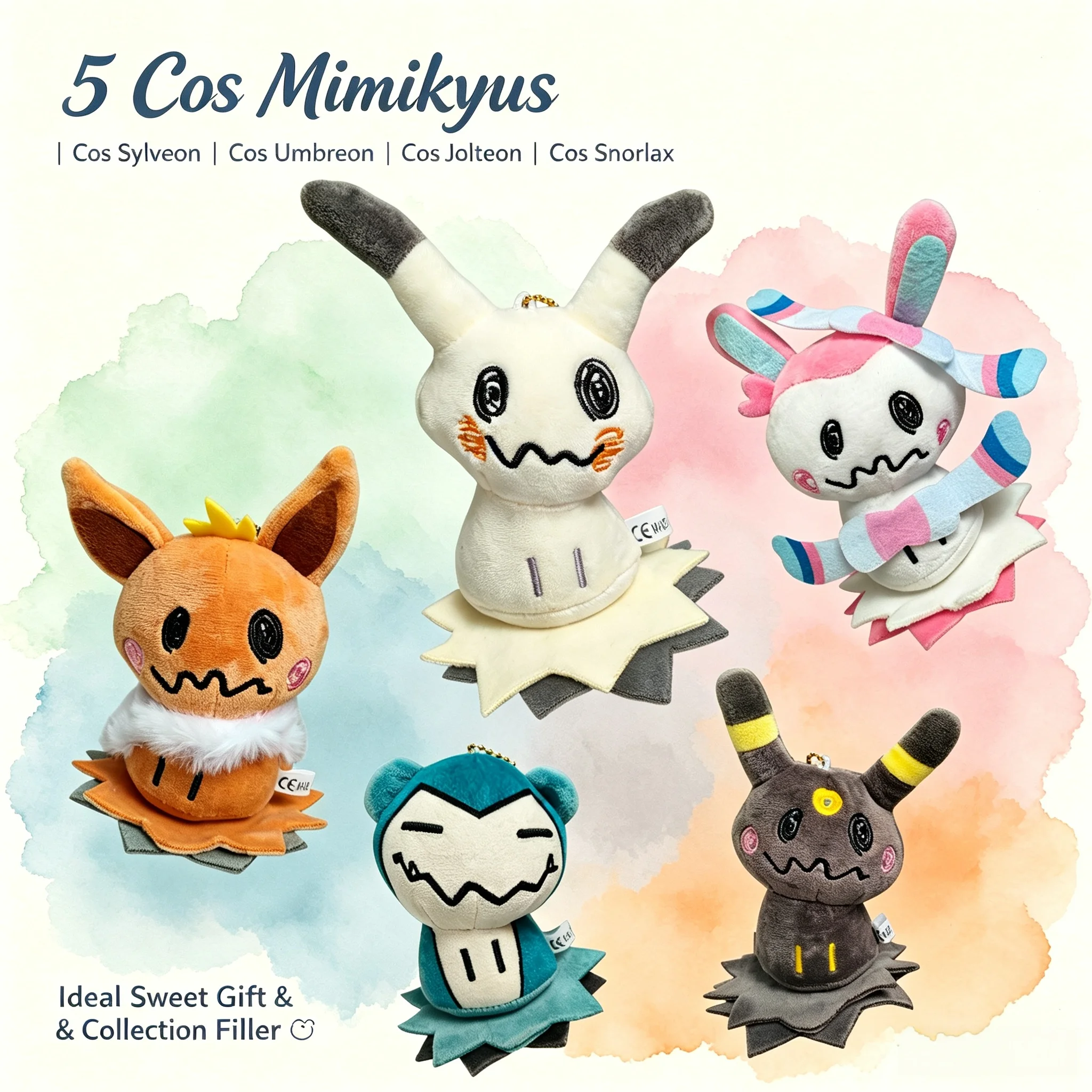 Q Version Pokémon Plush Keychain Mimikyu Cos Snorlax Sylveon Umbreon Soft Mini Bag Pendant Kids Holiday Decor Gift 12cm