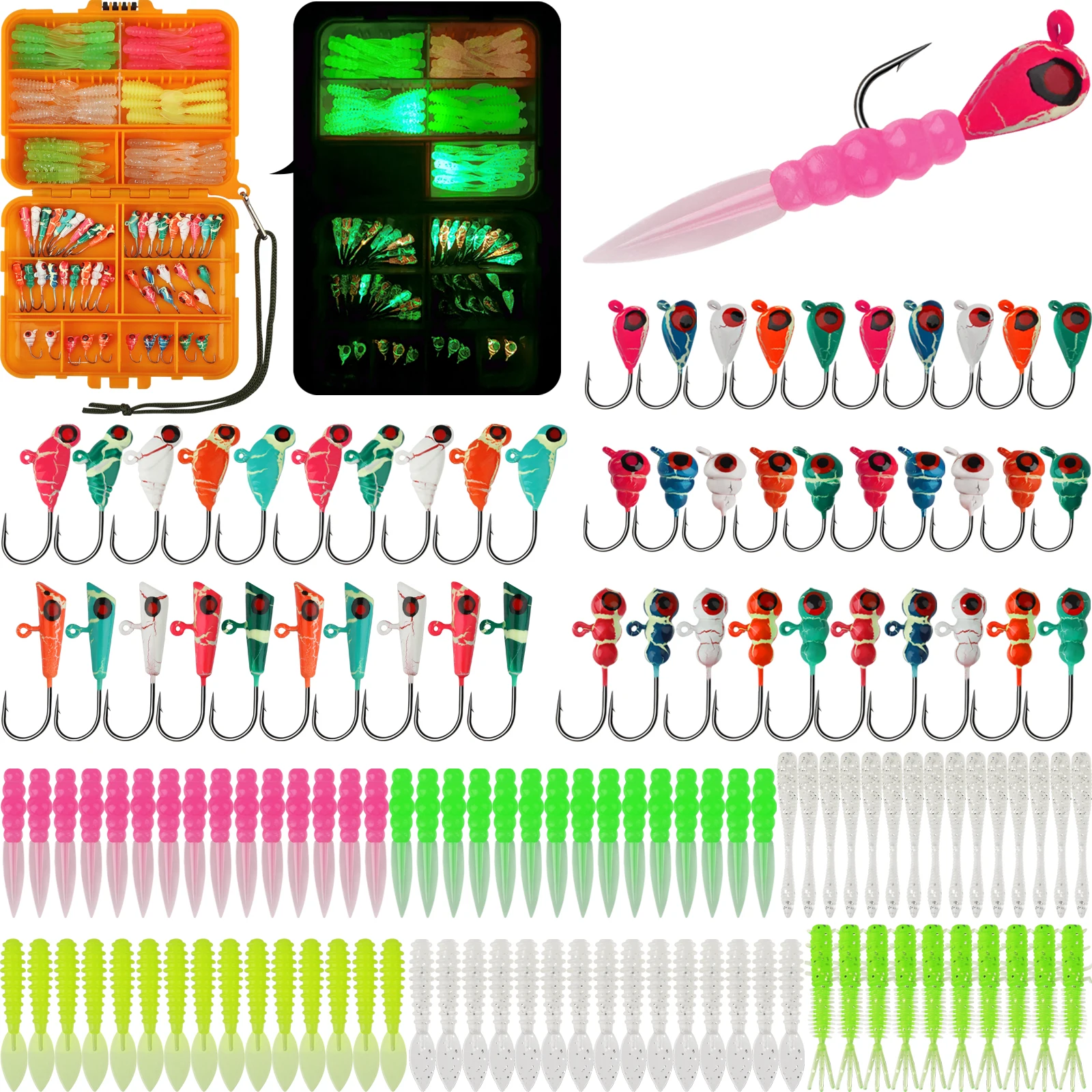 

135 шт. набор для рыбалки, приманки для зимней рыбалки, приманки для зимней рыбалки, приманки для ловли судака, приманки для краппи