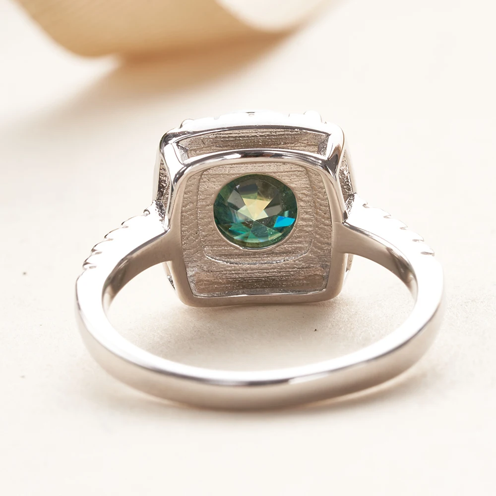 خاتم خطوبة مويسانيت للنساء ، لون ازرق واخضر ، 925 فضة استرليني ، شهادة GRA ، خواتم زفاف ، مقاس 5-9 ، 3ct