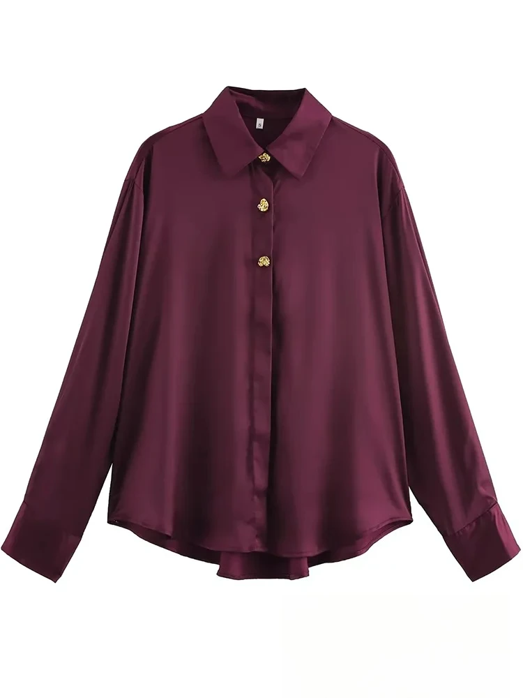 

KONDALA Casual Solid Women Shirts Turn-down Collar Single Breasted Loose Blouse Fashion 2025 Spring Summer Elegant Shirts Tops