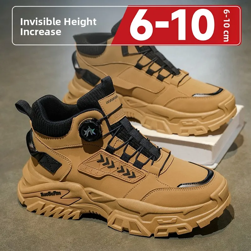 

Trendy Winter High-Top Men's Boots 2025 New Sle Boots Invisible Inner Heightening 0cm Faion Casual oes Men