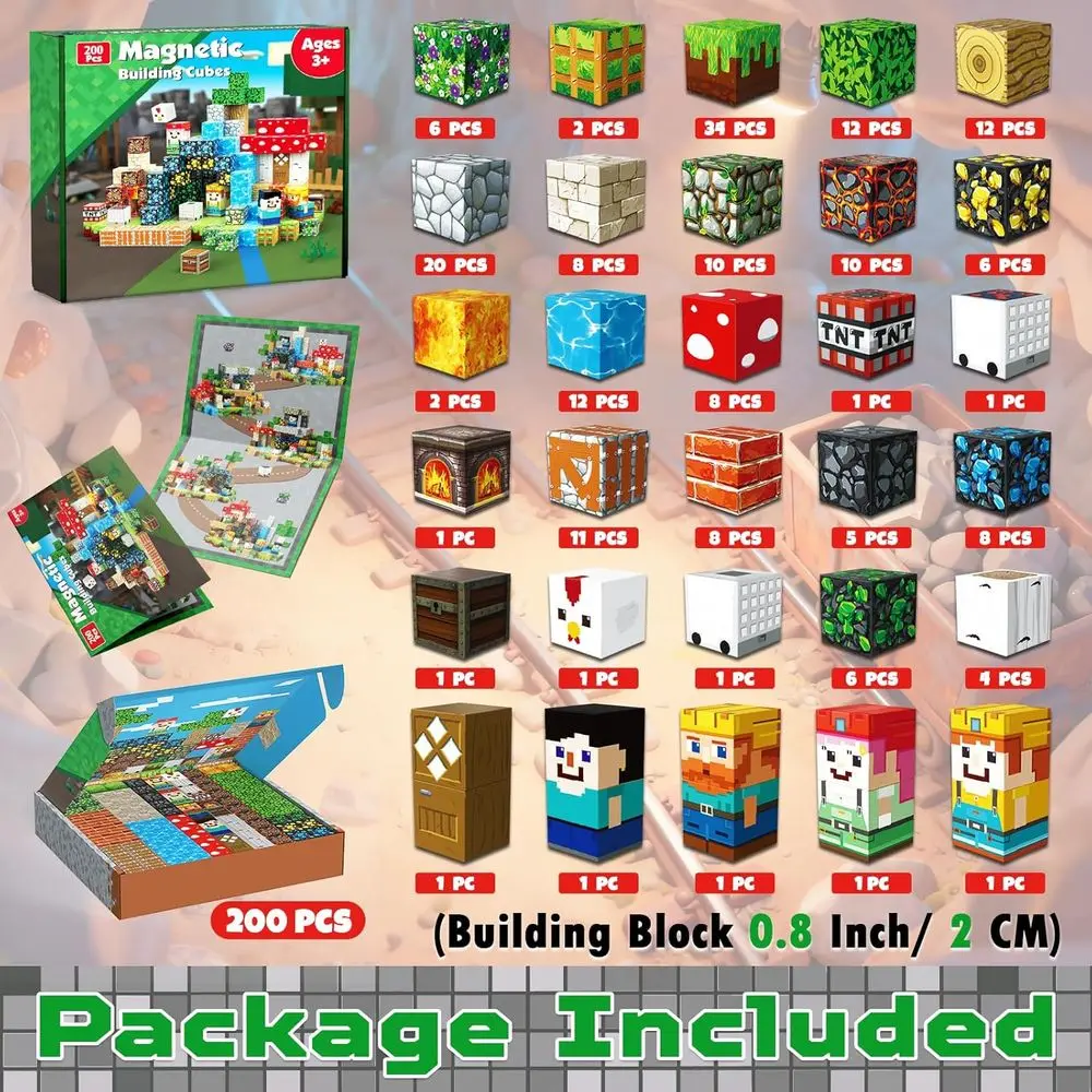 Set da costruzione magnetico da 200 pezzi per bambini: potenti magneti, giocattoli sensoriali per l'apprendimento STEM dai 3 anni in su, perfetti per ragazzi e ragazze, idea