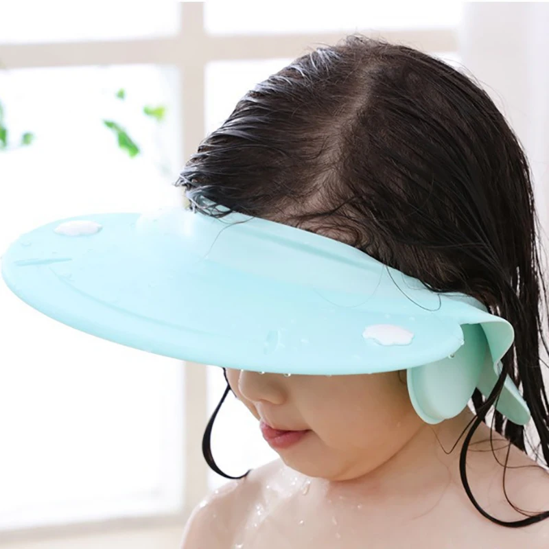 Baby Shower Soft Cap Adjustable Hair Wash Hat for Kids Ear Protection Safe Children Shampoo Bathing Shower Protect Head Cover