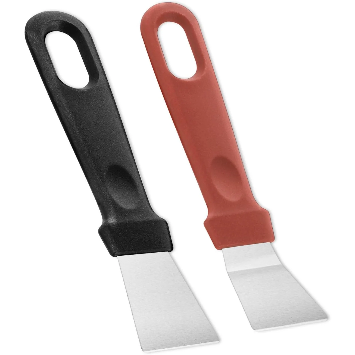 2Pcs  Griddle Scraper Tool Small Metal Spatula Scrapers for Ovens Stoves Stainless Steel Cleaning Tools with Plastic Handle for 