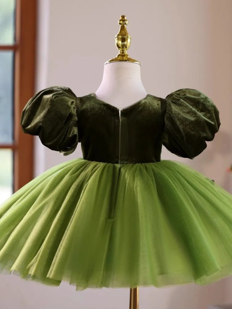High-End Girls Princess Evening Gown Kids Pageant Wedding Host's PianoPerformance Birthday Party Girl Dresses A4708 Vestidos