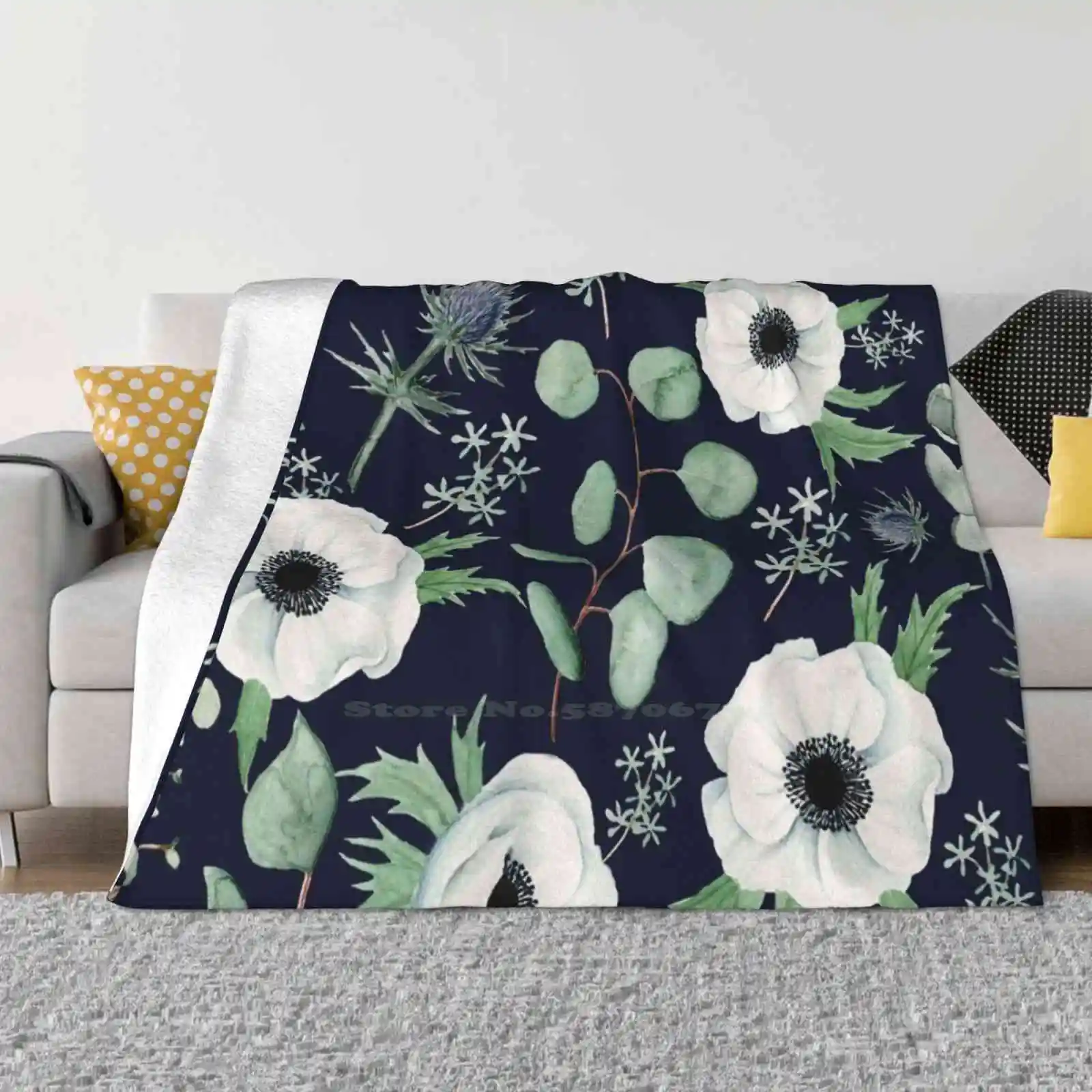 

Moody Anemones New Selling Custom Print Flannel Soft Blanket Flowers Beautiful Pretty Floral Arrangement Wildflower Rustic