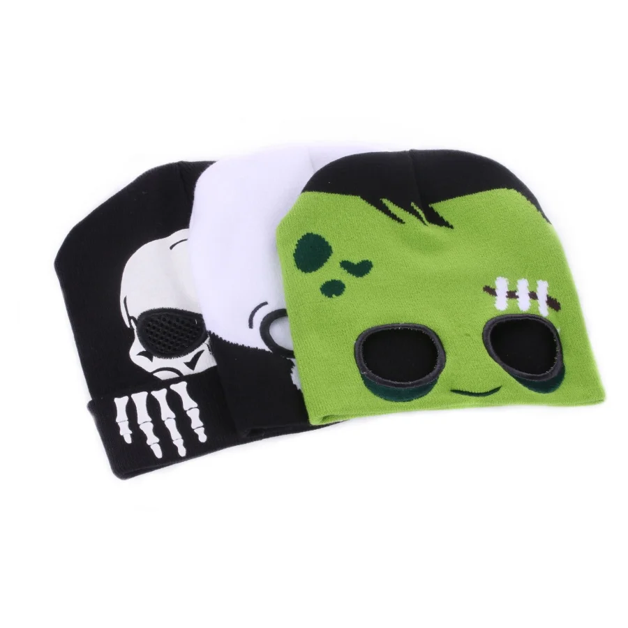 

New Halloween funny skull fall and winter knit pullover hat winter warm print hat