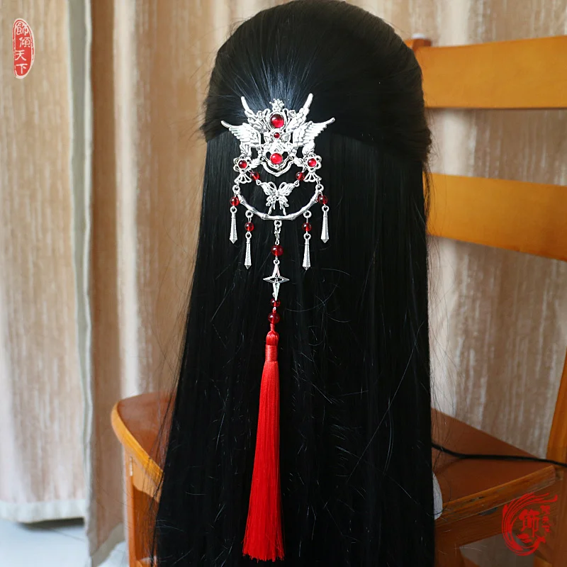 Heavenly officials bestow blessings, derivative products, Flower City cosplay silver butterfly, hairpin ancient costume tassels