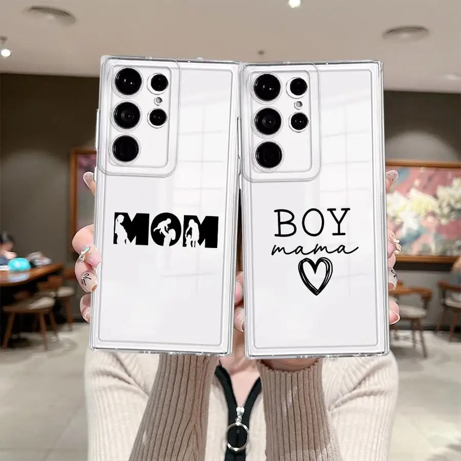 Line Boy Mama Pattern Phone Cover Case for Samsung Galaxy S26 Ultra Note 20 Ultra 10 S21 S23Ultra S22 FE S25 Edge S23 Ultra S20