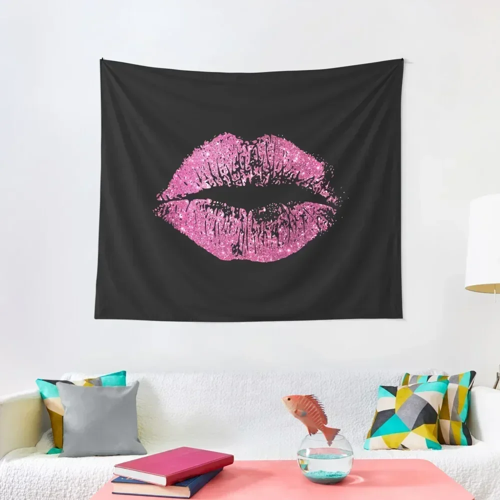 

Stylish Pink Glitter Lips Tapestry Cute Room Things Nordic Home Decor Bedroom Decoration Tapestry