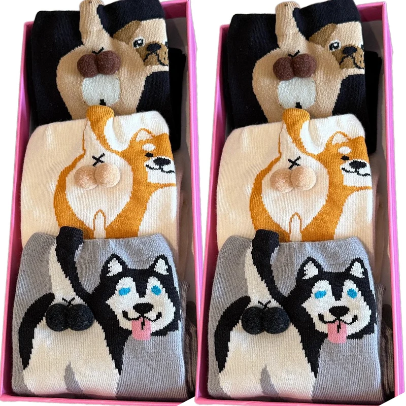 3 pares de calcetines bonitos para perros y gatos con bolas, divertidos calcetines de algodón, calcetines suaves de algodón para niñas, mujeres y niñas, regalos novedosos para amantes de los gatos