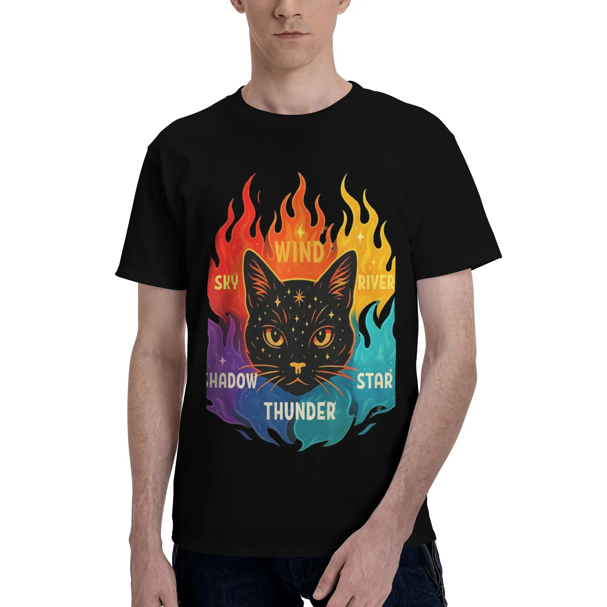 Wind Shadow River Star Thunder Cat Men's T-Shirt Clothes Washed Tee Shirt Short Sleeve Summer Casual Fashion Loose