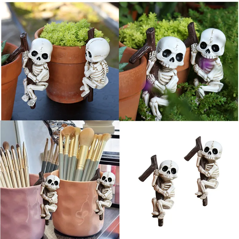

Halloween New Resin Skull Pendant Set 2 Outdoor Courtyard Flower Pot Balcony Desktop Decoration Pendant