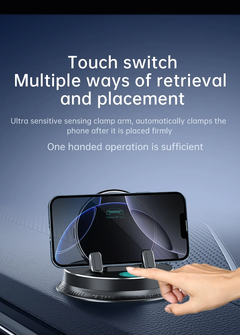 

Full range car phone holder touch switch 360 ° rotating anti shake car holder, universal holder for sedan, SUV, new energy truck