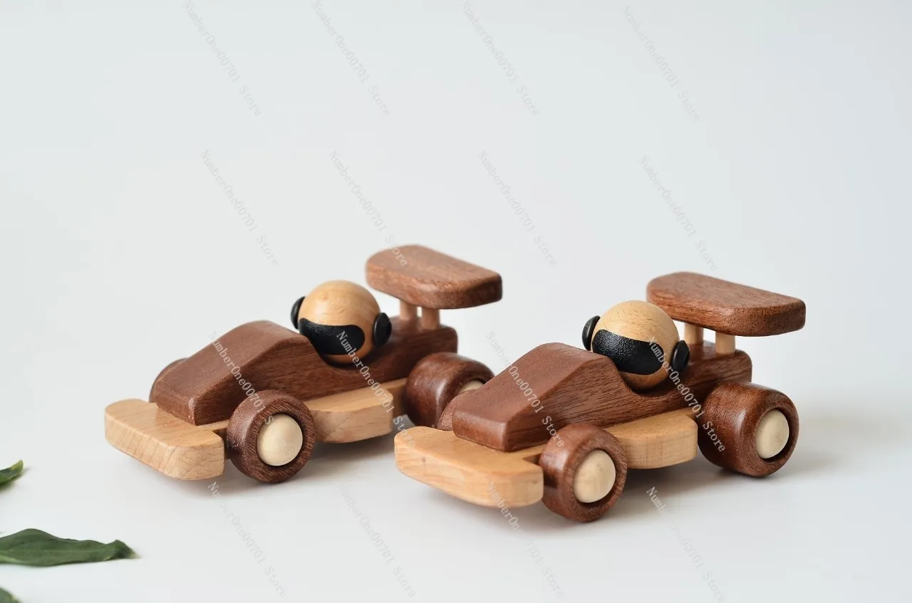 Walnut & Beech Wood Toy Car, Premium Solid Wood Christmas Gift for Kids & Collectors