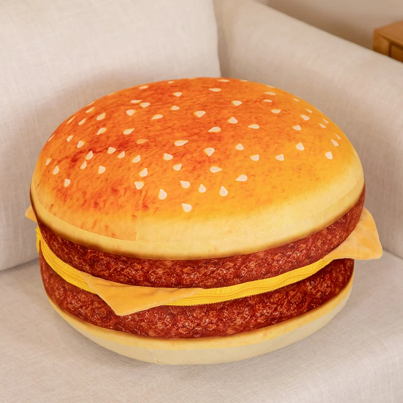 New Creative Burger Plush Toy Soft Padded Plush Cushion Cute