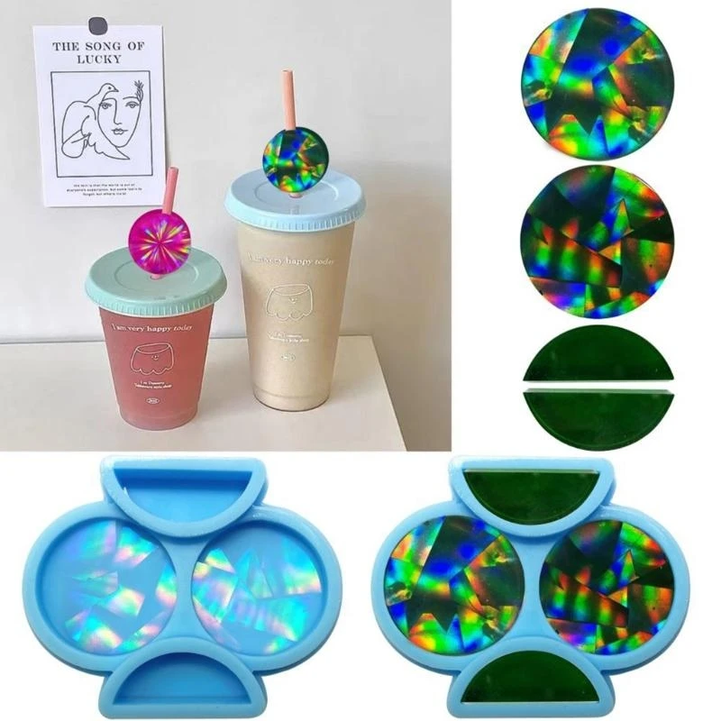 91AC مرفقات قش قالب السيليكون لراتنج الايبوكسي ، قوالب راتنجات أعلى القش #2