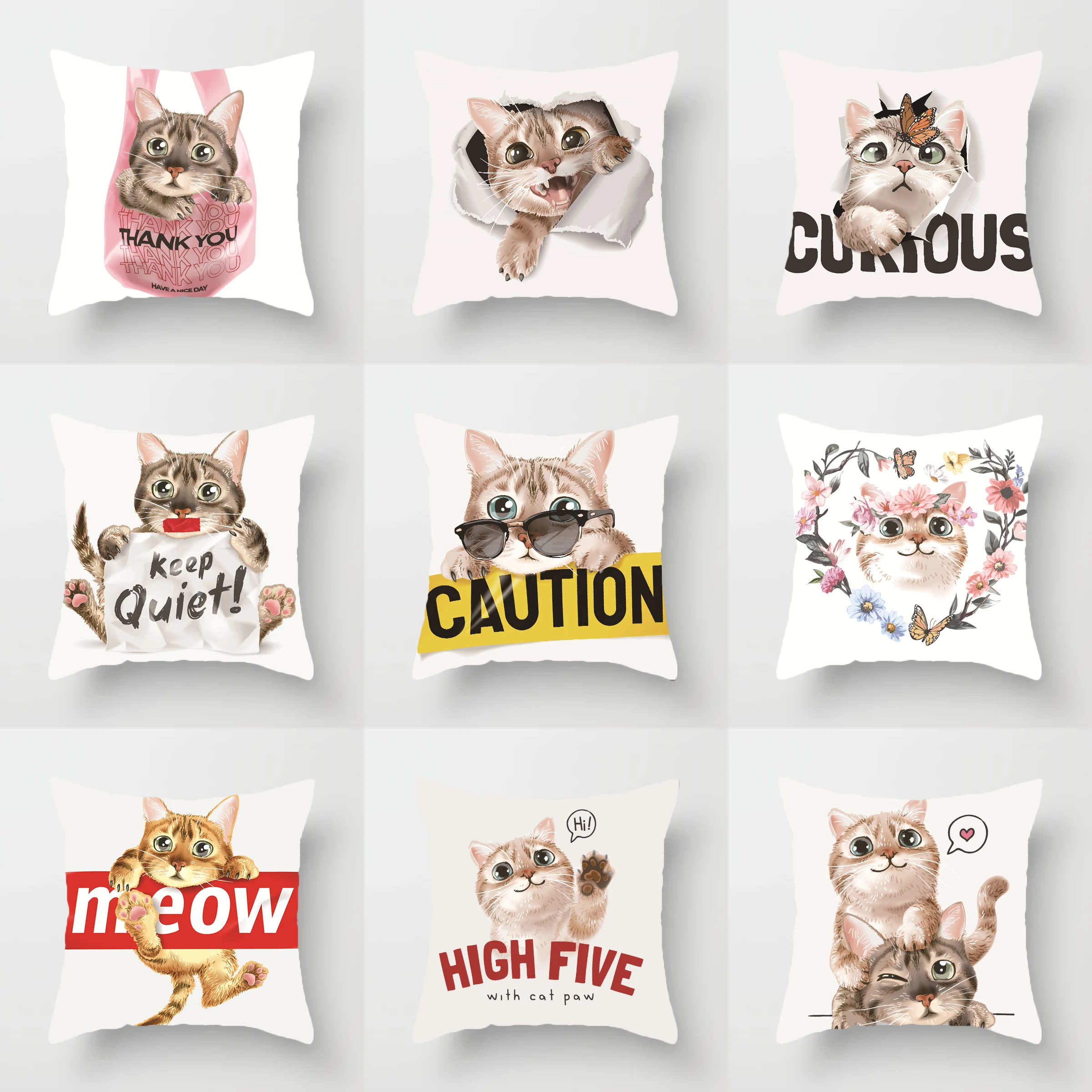 غطاء وسادة كرتوني لطيف، وسادة أريكة غرفة المعيشة