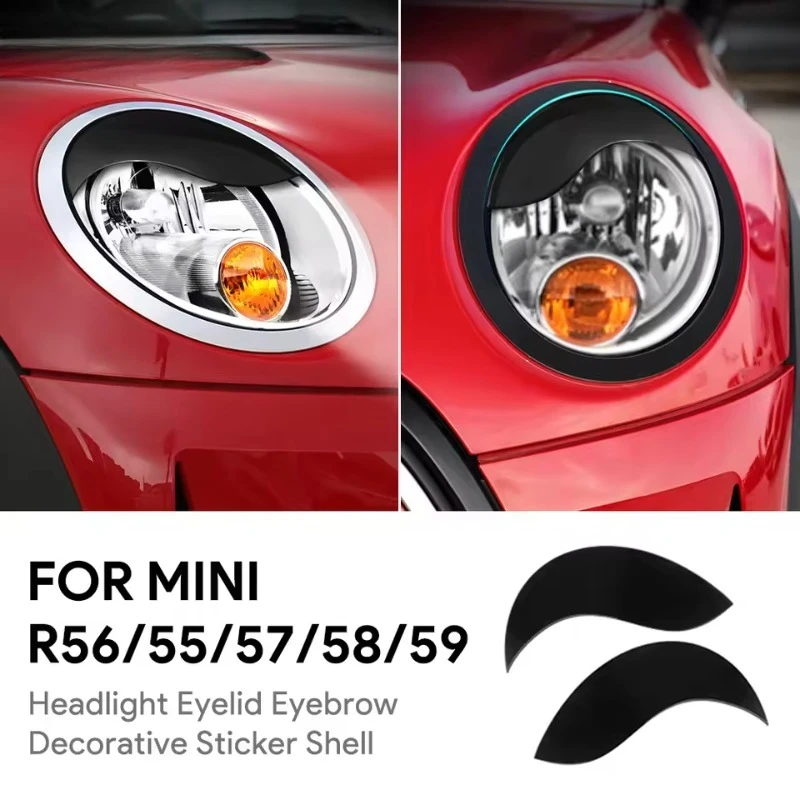 ABS for Mini R55 R56 R57 R58 R59 Car Headlight Eyelid Eyebrow Sticker Cover Eyelids Moulding Trim Styling 2pcs/set Accessories