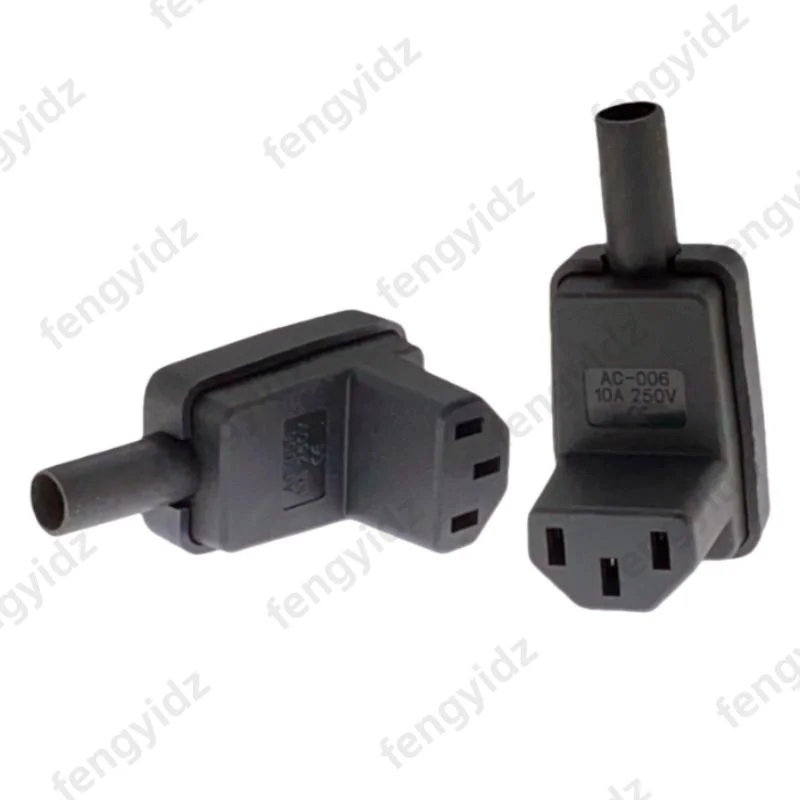90 Degree Angled IEC 320 C13 Female Plug Electrical AC Plug 10A 250V Power Cord Cable Assemble Connector Black