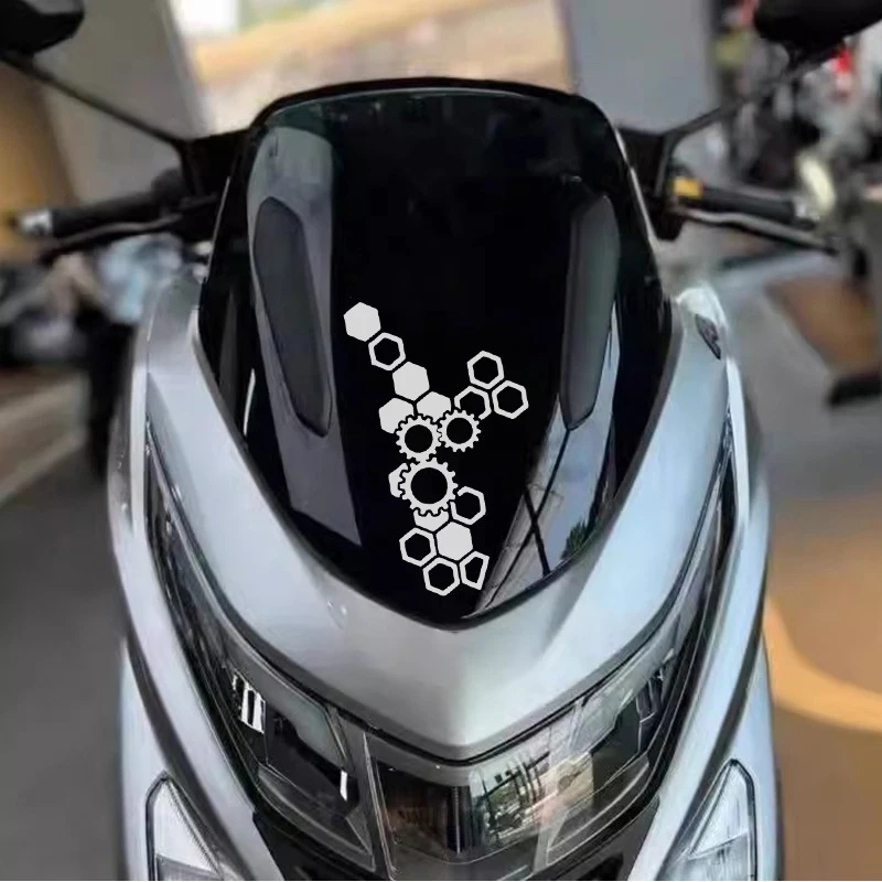 1PC Honeycomb Gear Motorcycle Stickers For Moto Fairing Fuel Tank Waterproof Racing Helmet Vinyl Decals Motorcycle Accessories