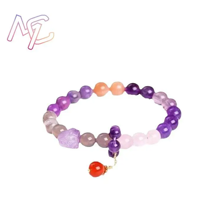 Natural Amethyst Crystal Bracelet Jewelry Luxury Beads Bangle Designer Talismans Vintage Real Jade Amulet Gifts for Women view 6