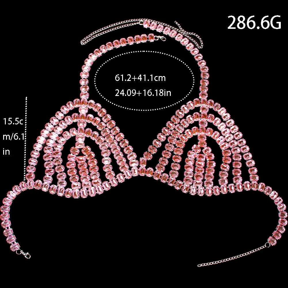 Pink Bra Chain Jewelry Bikini Good Quality Nightclub Body Accessories Beach Fashion Sexy Lingerie Outfit Hallwoen Costumes Gifts