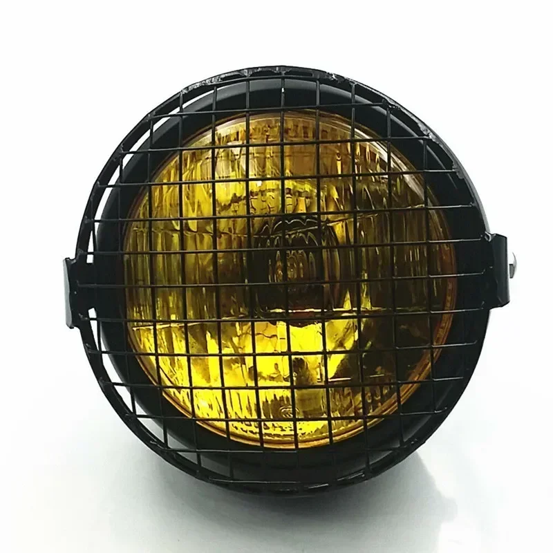 Amber Grill Retro Motorbike Headlight For Cafe Racer Chopper Bobber Old School CN GN
